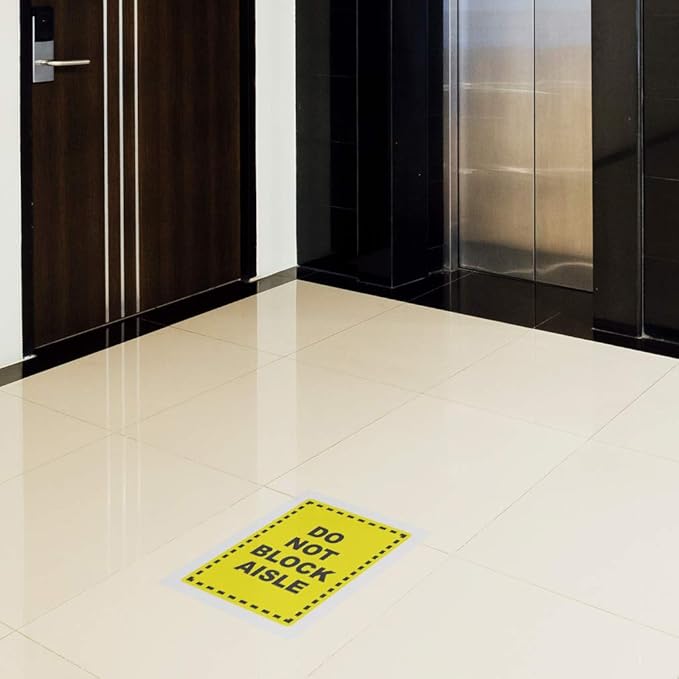 Do Not Block Floor Decals Aisle Yellow Anti-Slip Vertical Shape Lifestyle Industrial Door Signs Stickers 24Inches Longer Side