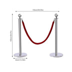 6 Packs Stanchions Posts, Stanchions Set Crowd Control Barriers with 4.9 ft Red Velvet Rope, Stanchion and Velvet Ropes Red Carpet Poles for Party Supplies