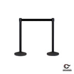 Crowd Control Warehouse CCW Series RBB-100 - Set of 2 Stanchion Retractable Belt Barriers - 7.5 Foot, Black and Red Diagonal Belt with Black Post - Easy Assembly
