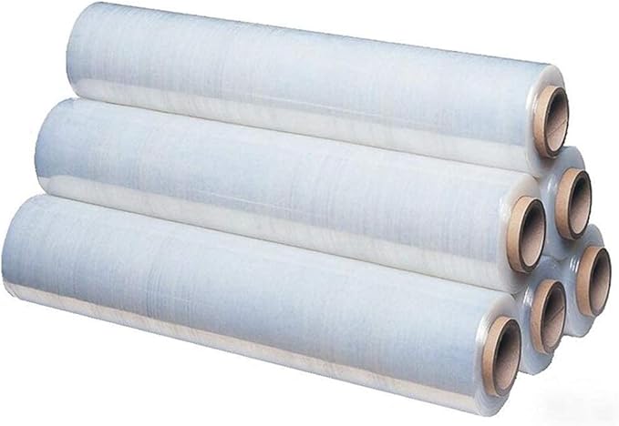 ABC Plastic Wrap for Moving, 18 Inch x 1500 Feet. 4 Roolls of Pallet Wrap Stretch Film. Moving Supplies Stretch Wrap Roll. Industrial Plastic Wrap Roll Moving. Packing Wrap Plastic Roll