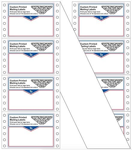 Shipping Stickers, Custom Printed Continuous Pinfeed - Your Logo, Image or Text Imprinted 1-Color, Pinfed, 4" x 3" for Business Mailing (1000)