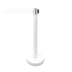 VIP Crowd Control Retractable Belt Stanchion Queue Safety Barrier Set, 36" Ht, 78" Belt + Wall Bracket (6 WHT Posts WHT Belt + SFrame + WBracket)