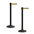 Crowd Control Warehouse CCW Series RBB-100 - Set of 2 Stanchion Retractable Belt Barriers - 11 Foot, Yellow"Caution - DO NOT Enter" Black Letters Belt with Black Post - Easy Assembly