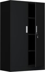 Metal Storage Cabinet with Locking Doors and Adjustable Shelves, 53.5-Inch Tall Lockable Storage Cabinets for Home Office Garage Kitchen Pantry (Black)