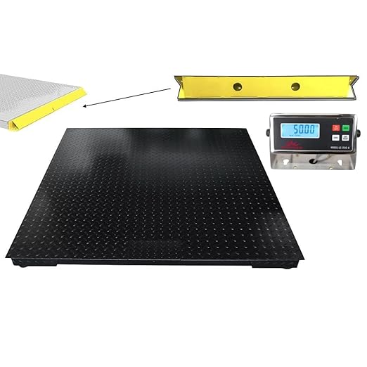Liberty Scales Heavy Duty Industrial 60" x 60" Floor Scale with 2 Bumper Guards Accurate Digital Pallet 5’ x 5’ Scales for Warehouse or Shipping Weighing (10,000 lbs x 1 lb)