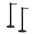 Crowd Control Warehouse CCW Series RBB-100 - Set of 2 Stanchion Retractable Belt Barriers - 7.5 Foot, Dark Grey Belt with Black Post - Easy Assembly