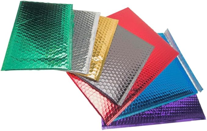 GGR Supplies Metallic Bubble Padded Envelope Mailers, 7.5 X 11 Inches, Waterproof Ultra Resistant Ideal For Packing, Shipping, and Storing. Pack of 25 (Silver)