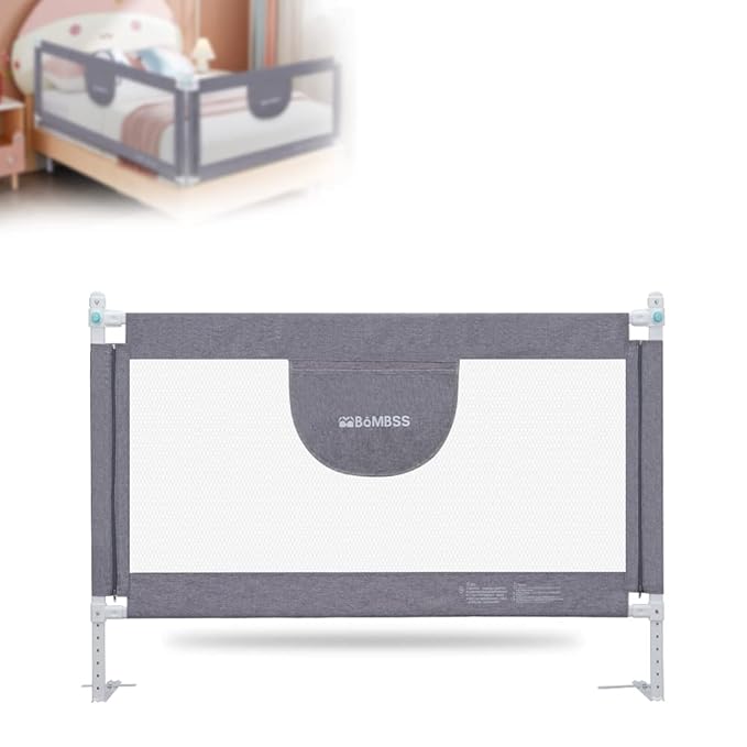 MBQMBSS 52'' Bed Rail for Toddlers, Baby Bed Guard Rails - Fit for Wide Side of Full Size Bed, Extra Tall Safety Bedrails for Kids, Adjustable Height, with Extra Y-Shaped Reinforcement Strap