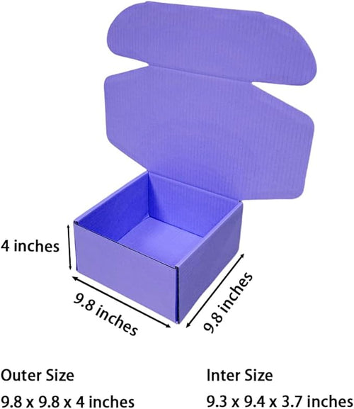 10 Pcs 9.8 x 9.8 x 4 inches Large Size Corrugated Cardboard Gift Boxes Recyclable Shipping Boxes for Mailing & Holidays, Wedding, Birthday, Gifts Packaging (Lavender, 9.8 x 9.8 x 4")
