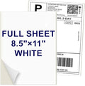 8.5" x 11" Shipping Labels Full Sheet Labels, Self Adhesive Printable White Sticker Paper for Laser & Ink Jet Printers (500 Labels)