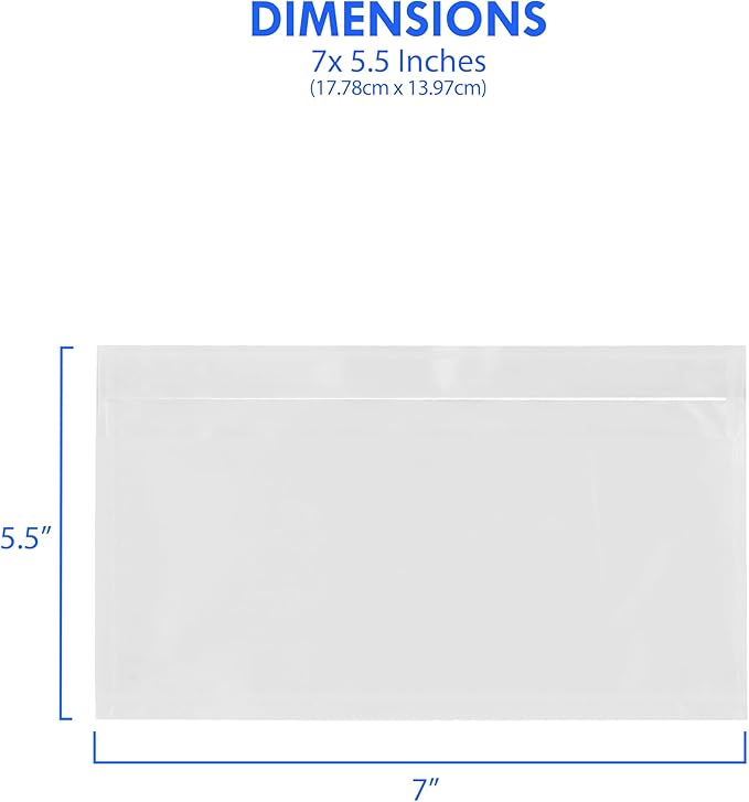 2000 Count 7" x 5.5" Shipping Label Envelopes, Clear Packing List Pouches with Self-Adhesive Back, Top Loading for Shipping Labels Sleeves, for Packing Slips, Labels Invoices & Paperwork. GPI