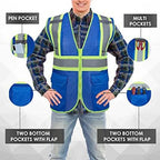 Custom Safety Vest with Logo Pockets High Visibility Reflective Vests Construction Security Workwear