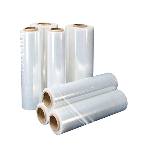 APQ 4 Rolls of Blown Hand Stretch Film 15" x 2000'. Clear Hand Stretch Wrap, 60 Gauge. Tear Resistant Residue Free Film for Moving, Shipping, Wrapping. Industrial Grade Pallet Shrink Wrap Film.