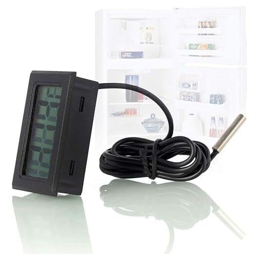 Black Digital LCD Thermometer Temperature Monitor with External Probe for Fridge Freezer Refrigerator Aquarium -Fahrenheit (10pcs)
