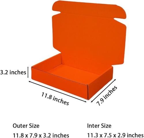 10 Pcs 11.8 x 7.9 x 3.2 inches Corrugated Cardboard Gift Boxes Recyclable Shipping Boxes for Mailing & Holidays, Wedding, Birthday, Gifts Packaging (Orange Red, 11.8 x 7.9 x 3.2")