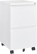 MIIIKO 2 Drawer File Cabinet with Lock, Home Office Filing Cabinets on Wheels, Under Desk 2 Drawers Storage for Legal/Letter/A4 Files,Fully Assembled