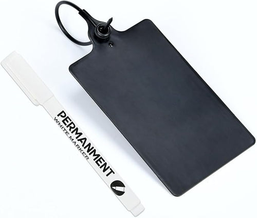100 Black Plastic Tags Shipping Tags Water Proof Tags for Labeling Shipping Labels Security Seals Writable Marker Ties Hanging Tags Storage Tag with One Marker Pen, 252*58 mm