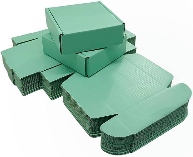15 Pcs 6 x 6 x 2 inches Corrugated Cardboard Gift Boxes Recyclable Shipping Boxes for Mailing & Holidays, Wedding, Birthday, Gifts Packaging (Mint green, 6 x 6 x 2")