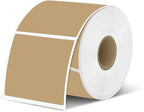 iEager Brown Square Thermal Label Stickers, 2"x2" Self-Adhesive Square Direct Thermal Labels with Perforation Line, 500 Sheets/Roll