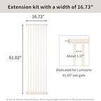 Lumizone Extra Tall Cat Gate Extension Kit 61.02" High Pressure Mounted 16.73" Extra Wide 1.37" Gap No Drilling Tall Pet Gate for Dogs (Cream, 16.73" W)