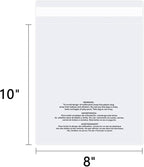iMailer - 200 Count - 8" x 10" Clear Plastic Poly Bags with Suffocation Warning for Clothing, T-Shirt, Brochure, Prints, Handicraft Gift- Resealable Adhesive,Not Strong