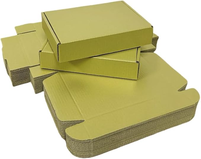 20 Pcs 14.5 x 10.6 x 2.8 inches Corrugated Cardboard Gift Boxes Recyclable Shipping Boxes for Packing Jewelry Ornament Gift Craft Packaging Supplier (Gold, 14.5 x 10.6 x 2.8")