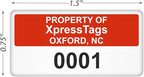 XpressTags 0.75"x1.5" Custom Asset Tags, Inventory Stickers with Sequentially Numbered Asset Labels, Permanent Adhesive Vinyl - Pack Sizes 100 to 5000, Made in USA