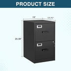 MIIIKO 2 Drawer Filing Cabinet with Lock, Metal Vertical File Cabinets for Home Office, Lockable File Storage Cabinets Under Desk, Letter/A4 File Folders Storage(Assembly Required)