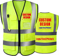 BeautyWill Safety Vest 1 pcs Customize Logo Class 2 High Visibility Reflective Vest with 5 Pockets Construction Security Work Vest ANSI/ISEA Standards