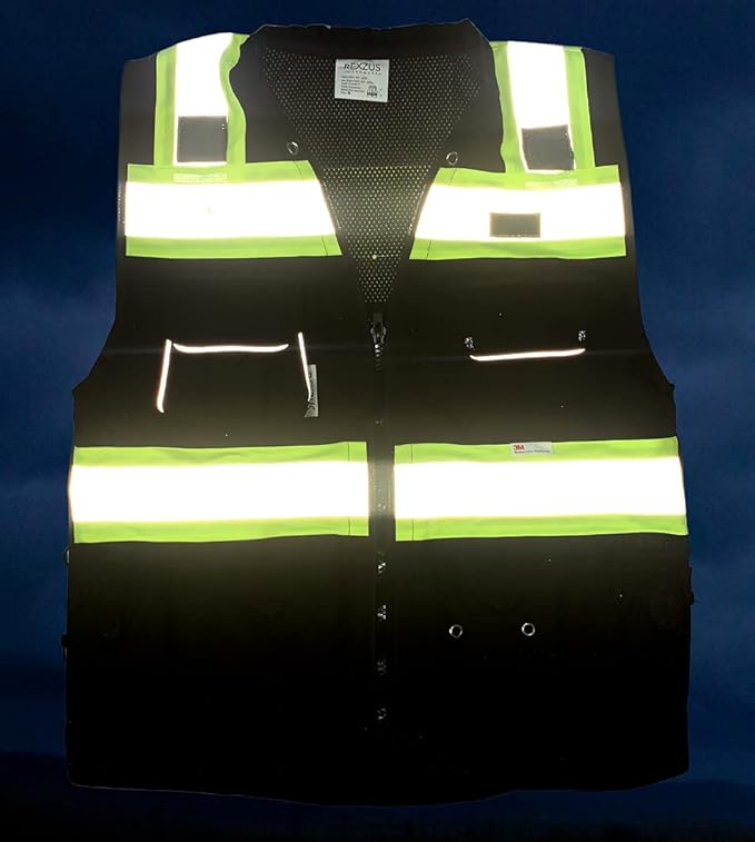 Men's Black Series Safety Vest with Zipper and Utility Pockets (Medium, Black)