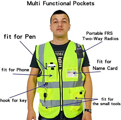 zojo High Visibility Safety Vests With Pockets,for Outdoor Works, Cycling, Jogging, Walking,Sports - Fits for Men and Women Pack of 10 (XXL-Blue)