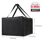 Bodaon Insulated Pizza Delivery Bags, 20" x 20" x 14" Insulated Food Delivery Bag for Rideshare Drivers, Pizza Pack, Pizza Hot Warmer Carrier, Food Warmers for Parties Insulation (Black, 1Pk)
