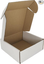 50 Pack 5x5x2'' Small Shipping Boxes, Corrugated Cardboard Mailers for Business, White (CM552)