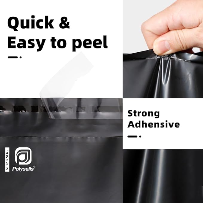 POLYSELLS 100 pcs 19x24 Inches Black Poly Mailers Shipping Envelopes, Strong Adhesive Sealing, Waterproof, and Tear-resistant Postal Mailing Bags for Clothing, Books, and Accessories
