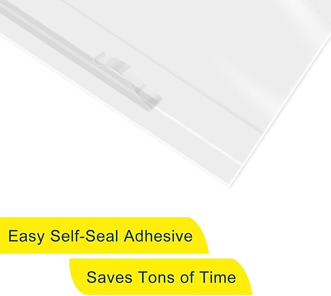 iMailer - 200 Count - 18" x 24" Clear Plastic Poly Bags with Suffocation Warning Self Seal 1.6 Mil for Clothing, T-Shirts, Pants-Resealable Adhesive,Not Strong