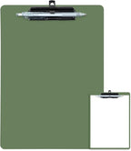 Clipboard with Pen Holder, Plastic Clipboard with Low Profile Metal Clip, Hanging Clip Boards Holds 8.5x11 Inch Papers, Standard A4 Letter Size Clip Boards for Offices & School, Green