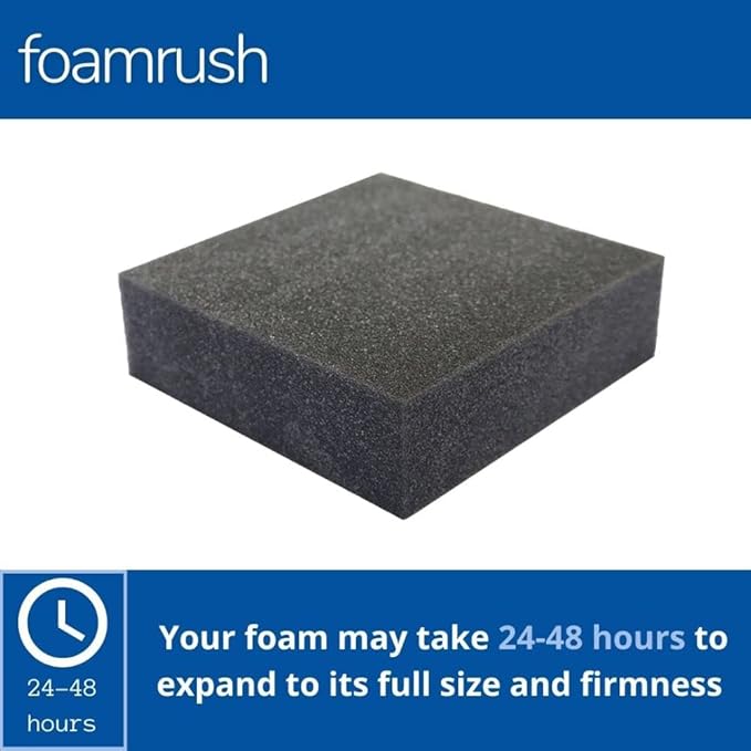 FoamRush 8" x 26" x 26" Charcoal High Density Upholstery Foam Cushion, Upholstery Sheet, Foam Padding, Seat Replacement, Wheelchair Seat & Chair Cushion Replacement, Square, Made in USA