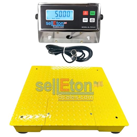 SellEton SL-700-2x2-2.5K 24" x 24" (2' x 2') Industrial Floor Scale with Capacity of 2,500 lbs 0.5 lb - Yellow