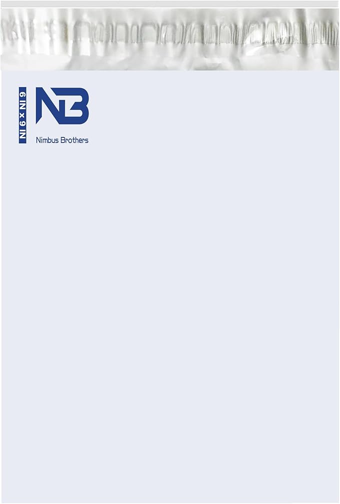NB 6x9 Inch – 100 Pcs White Poly Mailers Strong Adhesive Self-Seal Shipping Envelopes, Tear & Water Resistant Packaging for E-Commerce and Small Business