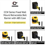 Crowd Control Warehouse - CCW Series WMB-230 Fixed Wall Mount Retractable Belt Barrier - 30 Foot, Caution Do Not Enter Belt with Yellow ABS Case