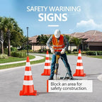 BATTIFE Traffic Safety Cones 36 Inch with Handheld, Orange Cones with Reflective Collar, Cones for Parking Lot, Sport & Driving Training, Road Safety, Construction Events (24 Cones)
