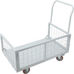 4-in-1 Platform Truck Cart, Foldable Hand Truck with Cage, Heavy Duty Platform Truck Cart with Casters for Laundry/Groceries/Garage/Warehouse, 2200 lbs Capacity