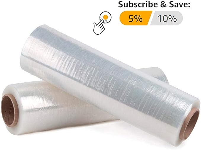 ABC Plastic Wrap for Moving, 18 Inch x 1500 Feet. 4 Roolls of Pallet Wrap Stretch Film. Moving Supplies Stretch Wrap Roll. Industrial Plastic Wrap Roll Moving. Packing Wrap Plastic Roll