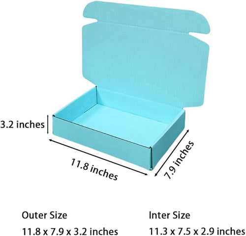 10 Pcs 11.8 x 7.9 x 3.2 inches Corrugated Cardboard Gift Boxes Recyclable Shipping Boxes for Mailing & Holidays, Wedding, Birthday, Gifts Packaging (Sky Blue, 11.8 x 7.9 x 3.2")
