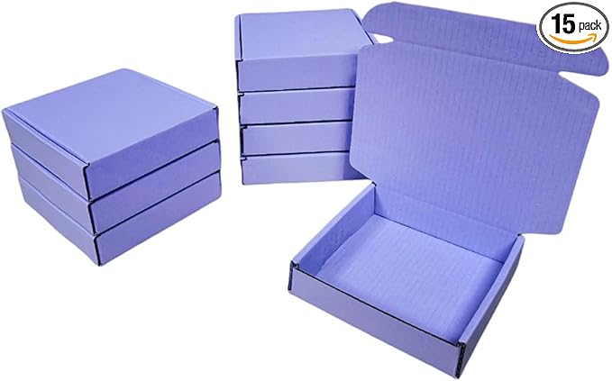 15 Pcs 5.1 x 5.1 x 1.2 inches Mini Size Shipping Boxes Corrugated Cardboard Mailer Boxes Bulk for Packaging Business Mailing Gift,Mini Mailer Boxes for Packaging (Lavender, 5.1 x 5.1 x 1.2")