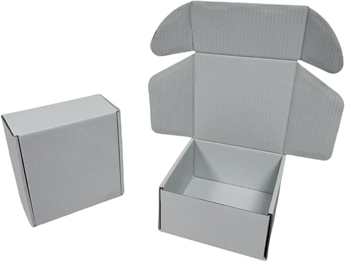 15 Pcs 6 x 6 x 3 inches Corrugated Cardboard Gift Boxes Recyclable Shipping Boxes for Mailing & Holidays, Wedding, Birthday, Gifts Packaging (Gray, 6 x 6 x 3")