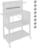 Lumizone Tool Cart 3-Tier Foldable Tool cart on Wheels DIY Use Tool Organization Tool Storage Mobility Transport Garage Organizers (Hook Set C)