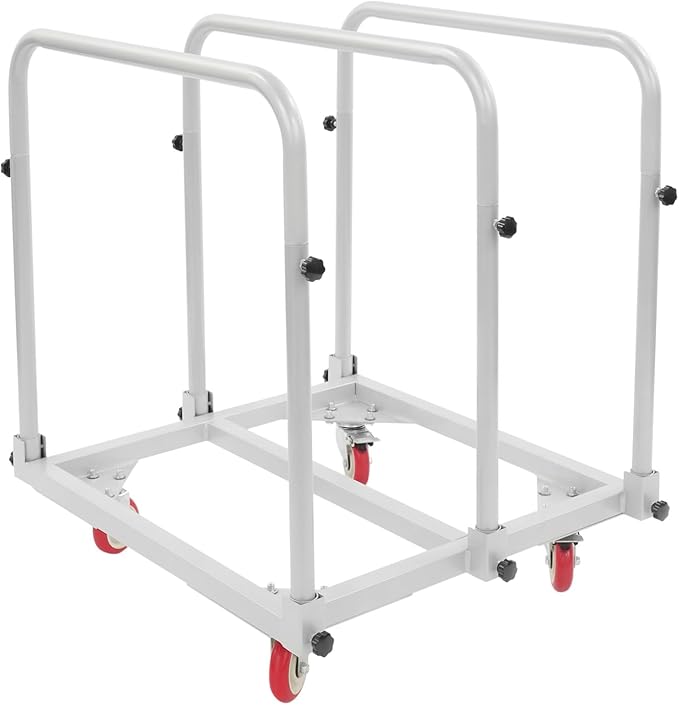 Undercat Steel Panel Truck, Heavy Duty Lumber Drywall Dolly, 1400lbs Platform Truck with 4 Swivel Casters, Flatbed Cart with 3 Side Handrails & Bottom Crossbar for Warehouse, Garage, Home, Grey