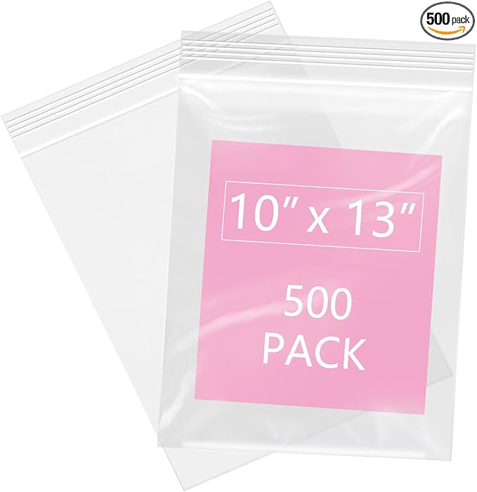 iMailer - 500 Pcs- 10" x 13" Clear Zip Bags - Reclosable Plastic Zip Poly Bags 2 Mil for Prints, Photos, Documents, Clothing, T-Shirt