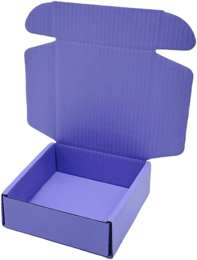 15 Pcs 4.7 x 4.7 x 1.6 Inches Mini Size Corrugated Cardboard Gift Boxes Recyclable Shipping Boxes for Packing Jewelry Ornament Gift Craft Packaging Supplier (Lavender, 4.7 x 4.7 x 1.6")